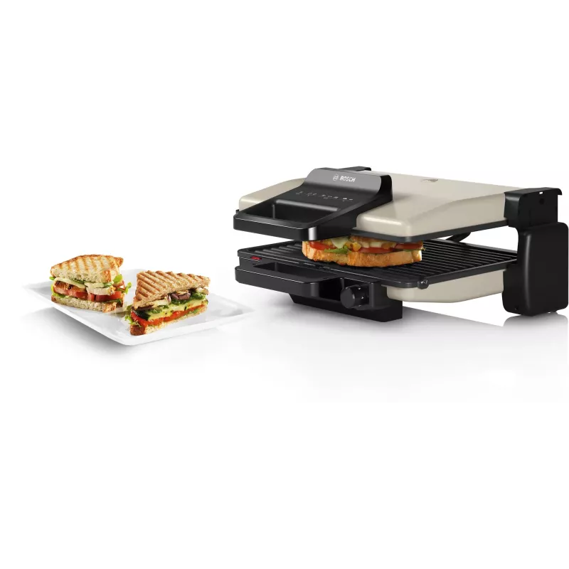 Kontaktgrill Bosch TCG3302 2000W koos 310x220 mm keraamiliste plaatidega, reguleeritava termostaadiga, eemaldatavate, nõudepesumasinas pestavate plaatidega