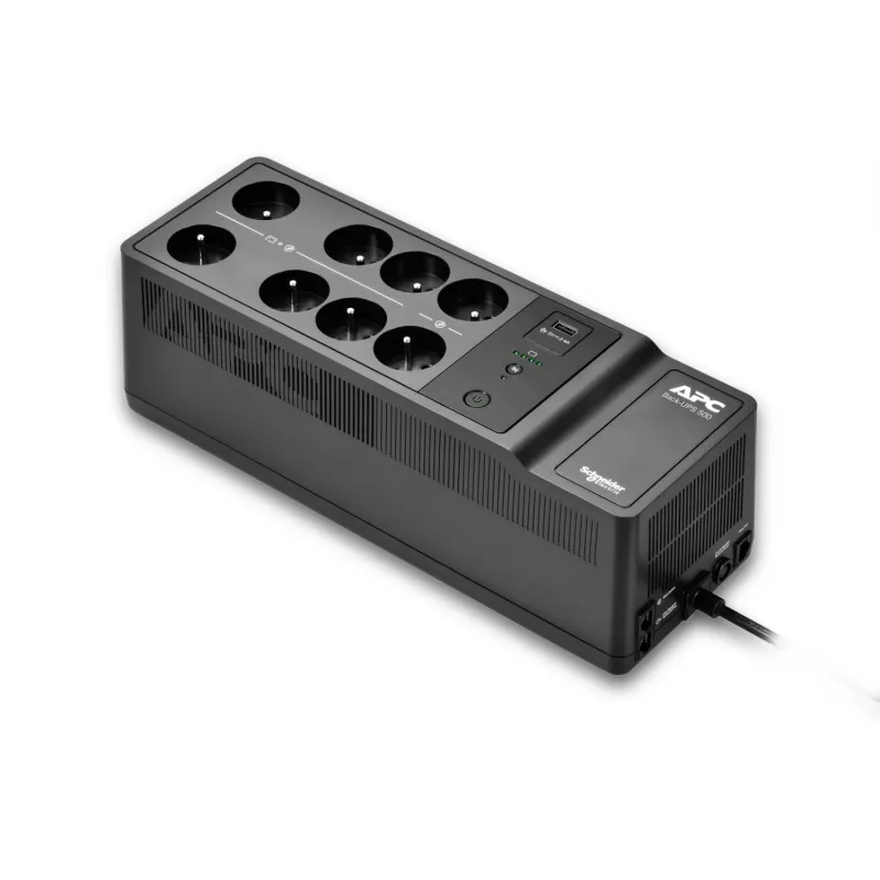 APC Back-UPS, 500VA/300W Floor/Wall Mount, 230V, 8x French/Belgian outlets, USB Type A Port, User Replaceable aku