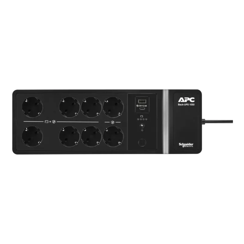 APC Back-UPS, 1050VA/600W põranda/seinale kinnitatav, 230V, 8x Schuko CEE 7/3 pistikupesa, USB Type A+C port, kasutaja vahetatav aku