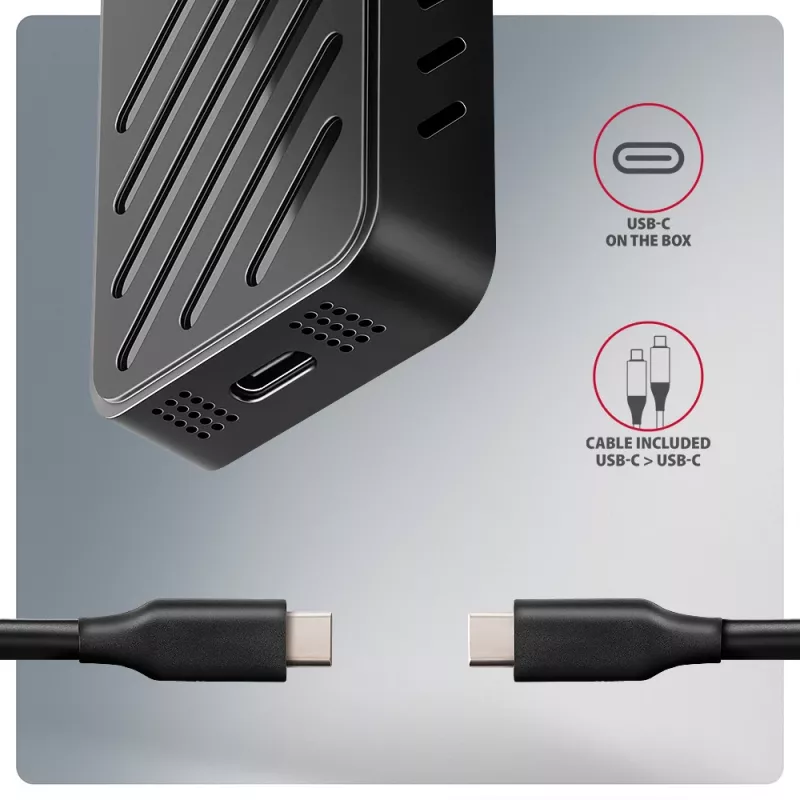 Axagon EEM2-20G USB-C 20Gbps - M.2 NVMe SSD ARMORED karp, SSD korpus, M.2, M.2, NVMe-oF, PCI Express, 20 Gbit/s, USB-ühenduvus, Must