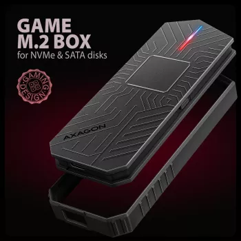 Axagon EEM2-GAM väline USB-C 10Gbps metallkarp M.2 NVMe ja SATA SSD ketastele. Kruvivaba