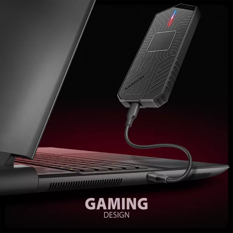 Axagon EEM2-GAM väline USB-C 10Gbps metallkarp M.2 NVMe ja SATA SSD ketastele. Kruvivaba