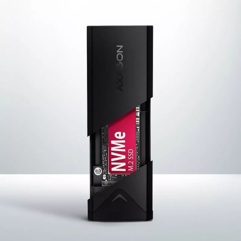 Axagon EEM2-UB2 väline USB-C 10Gbps metallkarp M.2 NVMe SSD ketastele. Must