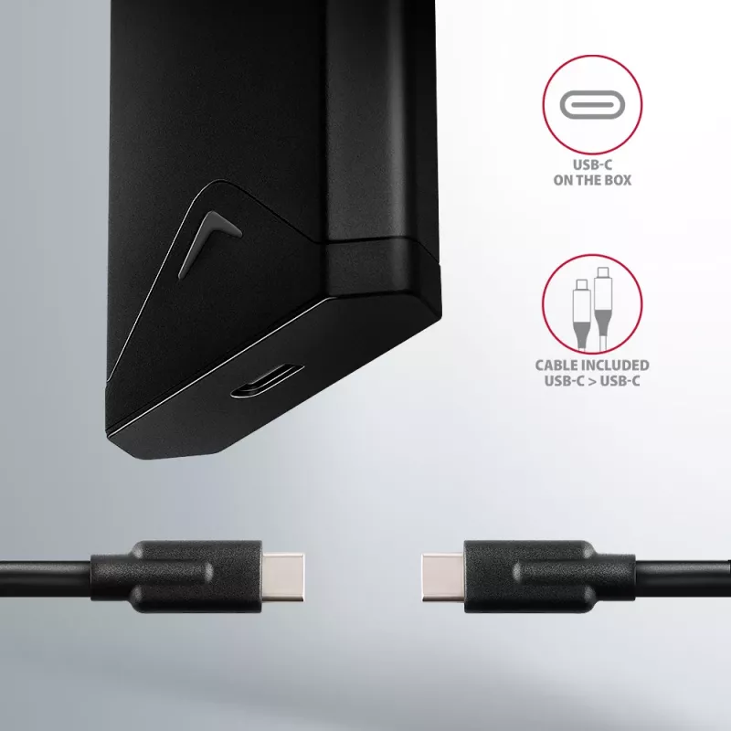 Axagon EEM2-UB2 väline USB-C 10Gbps metallkarp M.2 NVMe SSD ketastele. Must