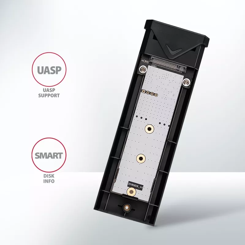 Axagon EEM2-UB2 väline USB-C 10Gbps metallkarp M.2 NVMe SSD ketastele. Must