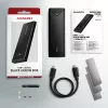 Axagon EEM2-UB2 väline USB-C 10Gbps metallkarp M.2 NVMe SSD ketastele. Must