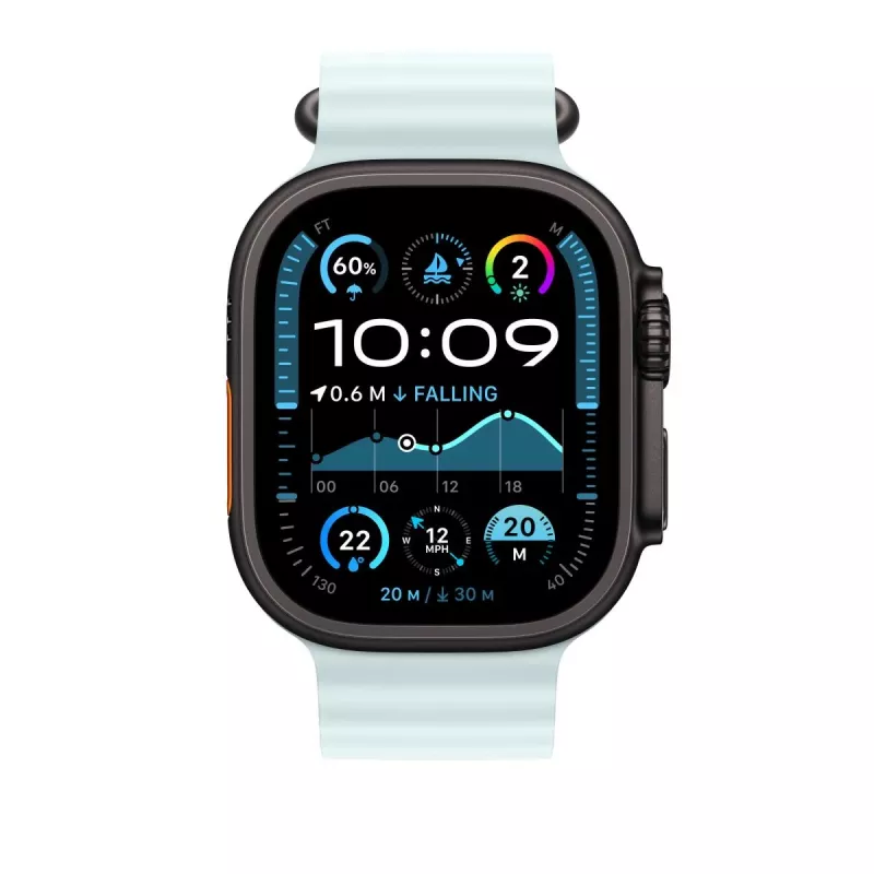 APPLE 49mm jääsinine Ocean Band pikendus – must titaanviimistlus