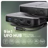 Axagon HMC-UFO USB-C jaotur M.2 SATA/NVMe 1 Gbit/s Ethernet 384 kHz Audio Juhtmega USB 3.2 Gen 2 (3.1 Gen 2) Type-C Must