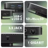 Axagon HMC-UFO USB-C jaotur M.2 SATA/NVMe 1 Gbit/s Ethernet 384 kHz Audio Juhtmega USB 3.2 Gen 2 (3.1 Gen 2) Type-C Must
