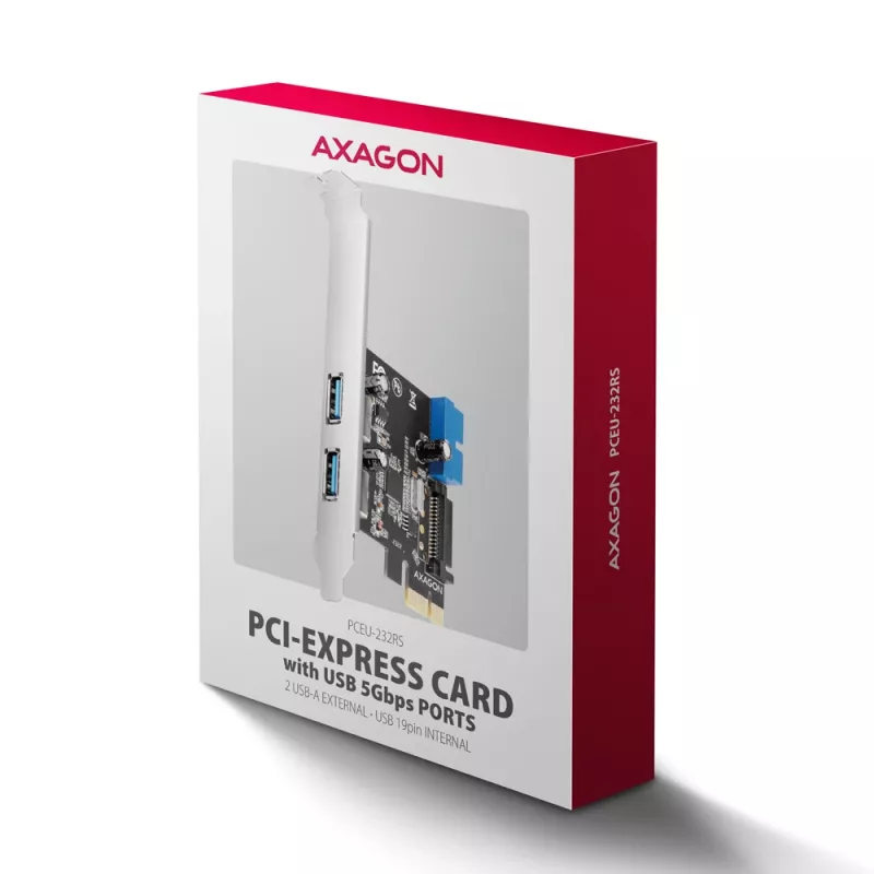 Axagon PCEU-232RS PCIe kontroller 2x väline + 2x sisemine USB 5Gbps