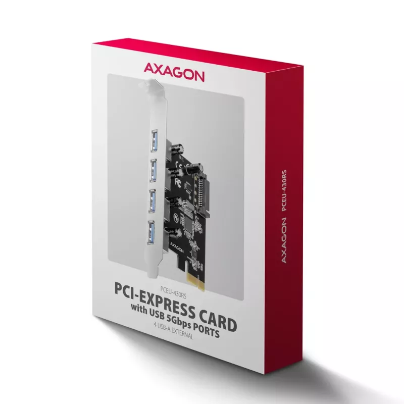Axagon PCEU-430RS PCIe kontroller 4x väline USB-A 5Gbps port