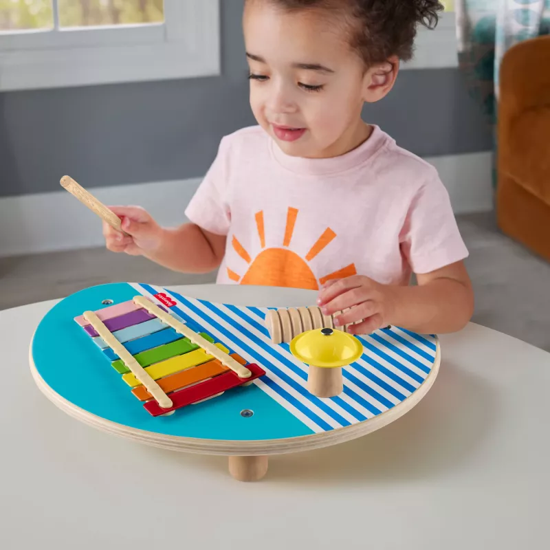 Fisher-Price puust muusikalaud löökpillimänguasjadega, 3 puust detaili
