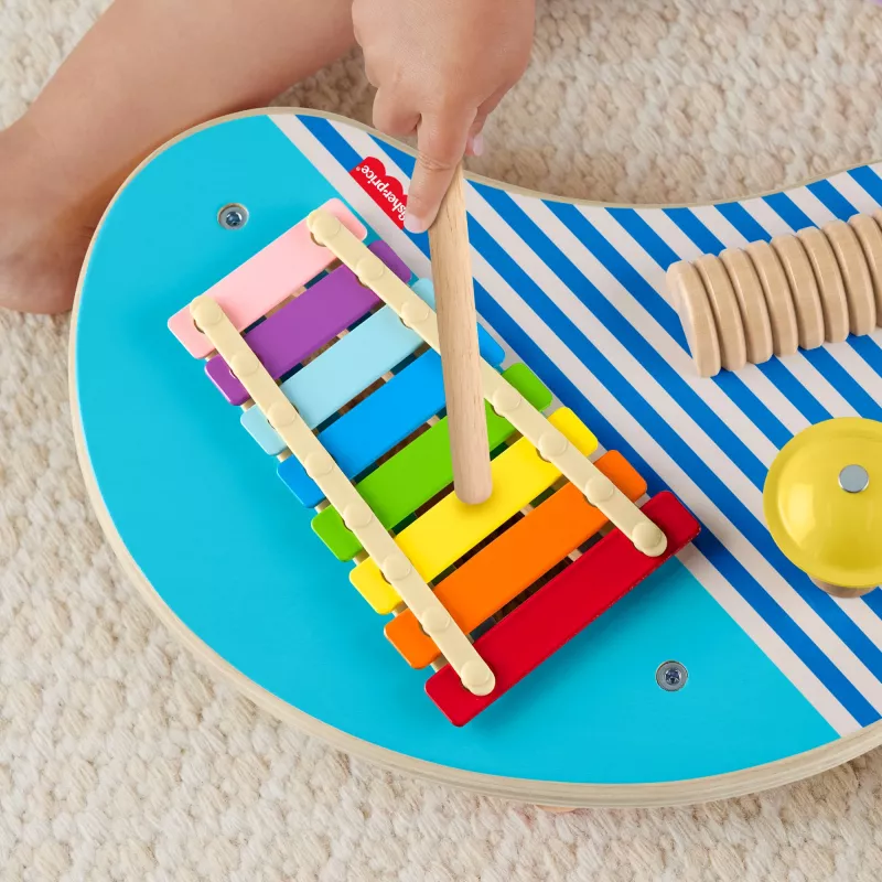 Fisher-Price puust muusikalaud löökpillimänguasjadega, 3 puust detaili