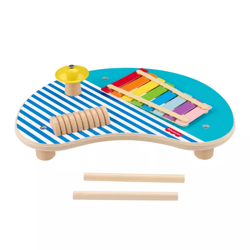 Fisher-Price puust muusikalaud löökpillimänguasjadega, 3 puust detaili