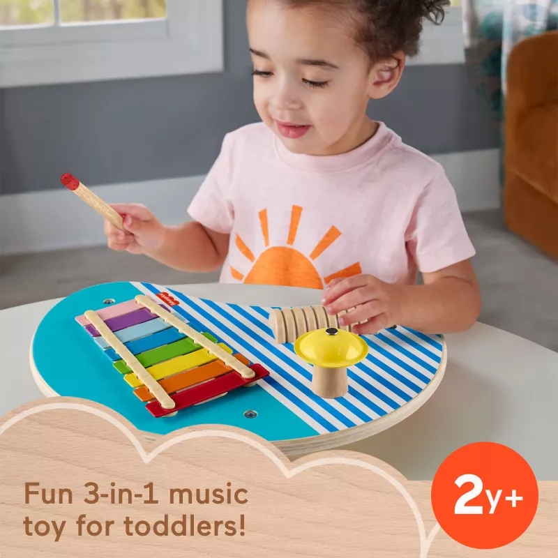 Fisher-Price puust muusikalaud löökpillimänguasjadega, 3 puust detaili