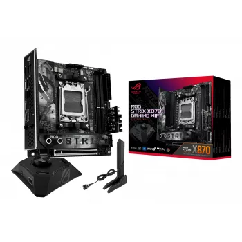 Emaplaat ASUS ROG STRIX X870-I GAMING WIFI mini ITX · AMD X870 · Socket AM5 · DDR5 · 2 DIMM · Wi‑Fi 7 · Bluetooth 5.4