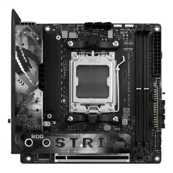 Emaplaat ASUS ROG STRIX X870-I GAMING WIFI mini ITX · AMD X870 · Socket AM5 · DDR5 · 2 DIMM · Wi‑Fi 7 · Bluetooth 5.4