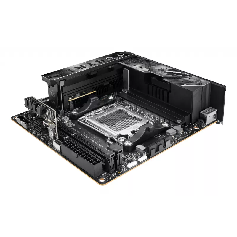 Emaplaat ASUS ROG STRIX X870-I GAMING WIFI mini ITX · AMD X870 · Socket AM5 · DDR5 · 2 DIMM · Wi‑Fi 7 · Bluetooth 5.4