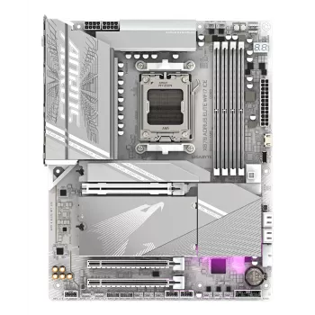 GIGABYTE X870 AORUS ELITE WIFI7 ICE emaplaat – toetab AMD Ryzen 9000 protsessoreid, 16+2+2 faasi digitaalne VRM, kuni 8200MHz DDR5 (OC), 3xPCIe 5.0 + 1xPCIe 4.0, Wi-Fi 7, 2.5GbE LAN, USB 4