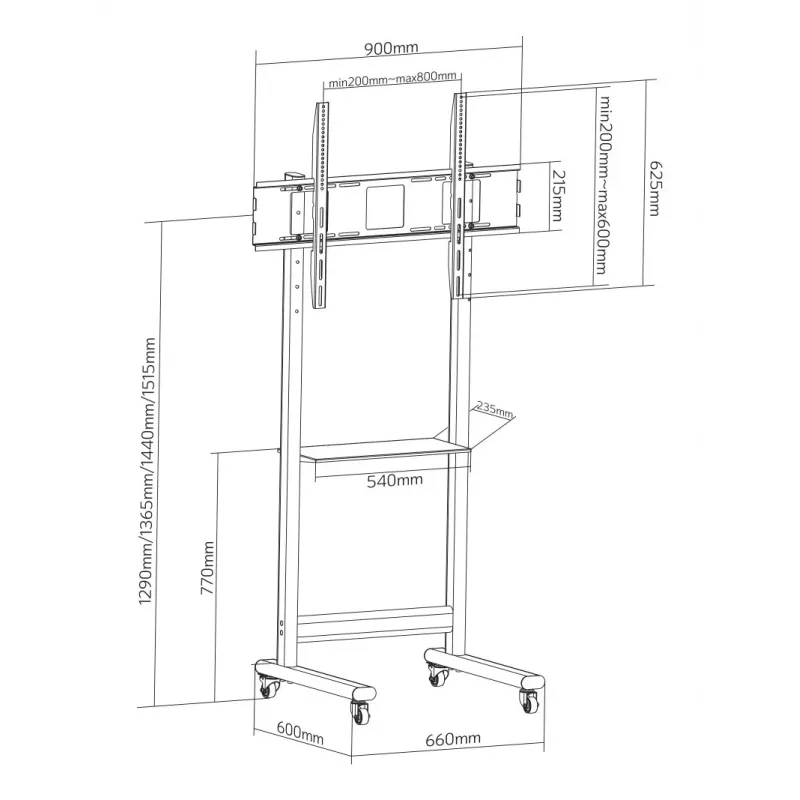 Techly ICA-TR74 telerikinnitus/alus 2.29 m (90 tolli) must