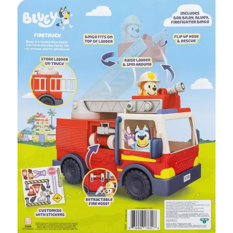 Moose Toys Bluey Tuletõrjeauto, tuletõrjeauto, 3 aastat, plastik, mitmevärviline, punane