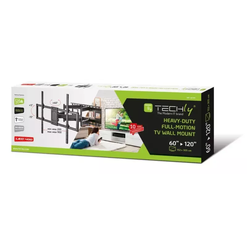 Techly õhuke Wall Bracket for 60-120 inch LCD LED TV Must Maximum weight capacity 120 kg