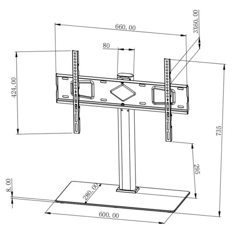 Techly ICA-LCD S07L telerikinnitus/statiiv 165,1 cm (65 tolli) must