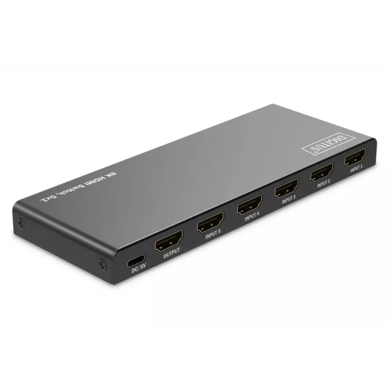 DIGITUS 5x1 HDMI-lüliti. 8K/60Hz (4:4:4). HDR. HDCP2.3