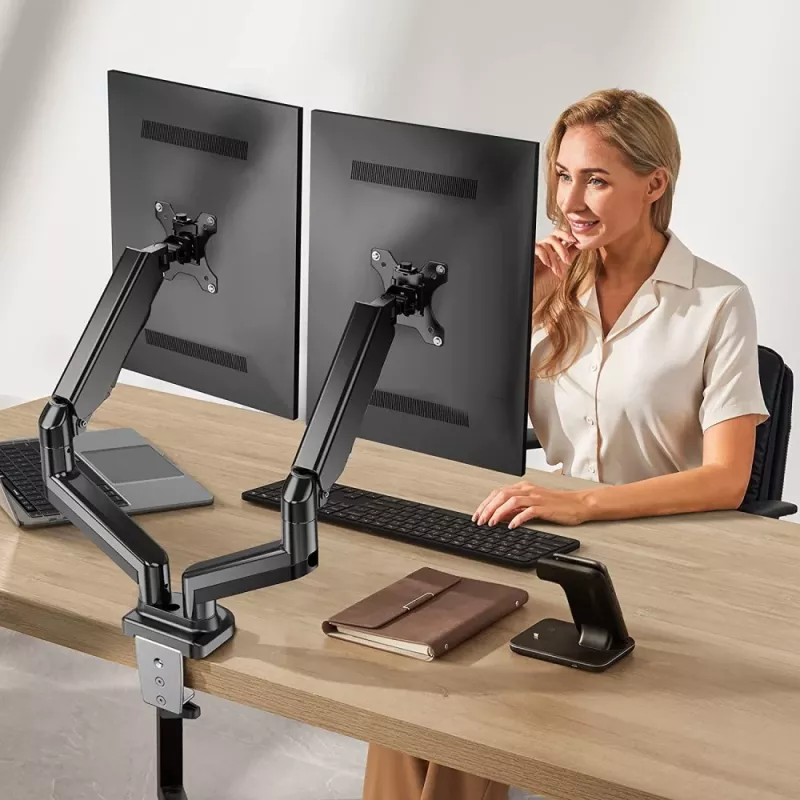 Techly ICA-LCD 462B laua monitorihoidik, gaasivedru, 17–32 tolli (43,2–81,3 cm), 9 kg, VESA 75x75/100x100, must