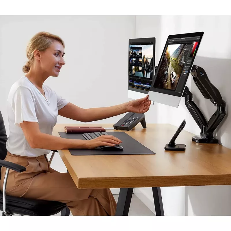 Techly ICA-LCD 462B laua monitorihoidik, gaasivedru, 17–32 tolli (43,2–81,3 cm), 9 kg, VESA 75x75/100x100, must