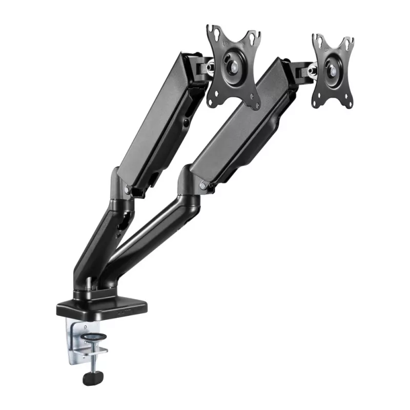 Techly ICA-LCD 462B laua monitorihoidik, gaasivedru, 17–32 tolli (43,2–81,3 cm), 9 kg, VESA 75x75/100x100, must