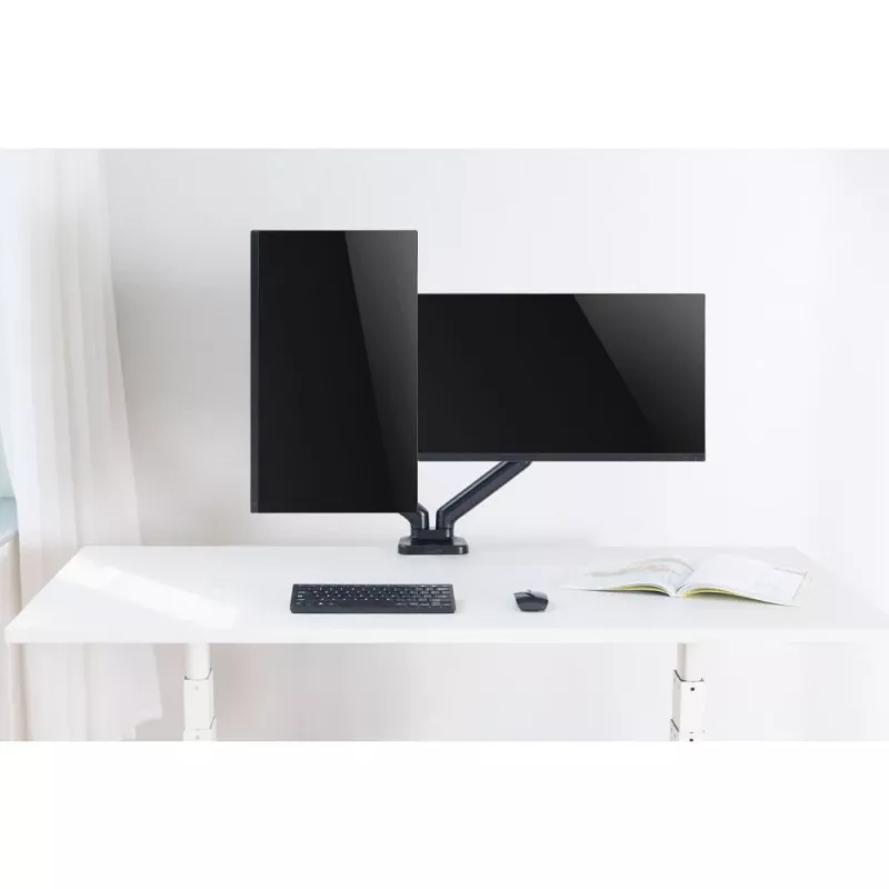 Techly ICA-LCD 462B laua monitorihoidik, gaasivedru, 17–32 tolli (43,2–81,3 cm), 9 kg, VESA 75x75/100x100, must