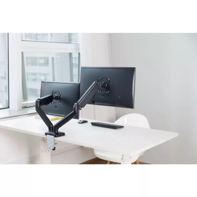 Techly ICA-LCD 462B laua monitorihoidik, gaasivedru, 17–32 tolli (43,2–81,3 cm), 9 kg, VESA 75x75/100x100, must