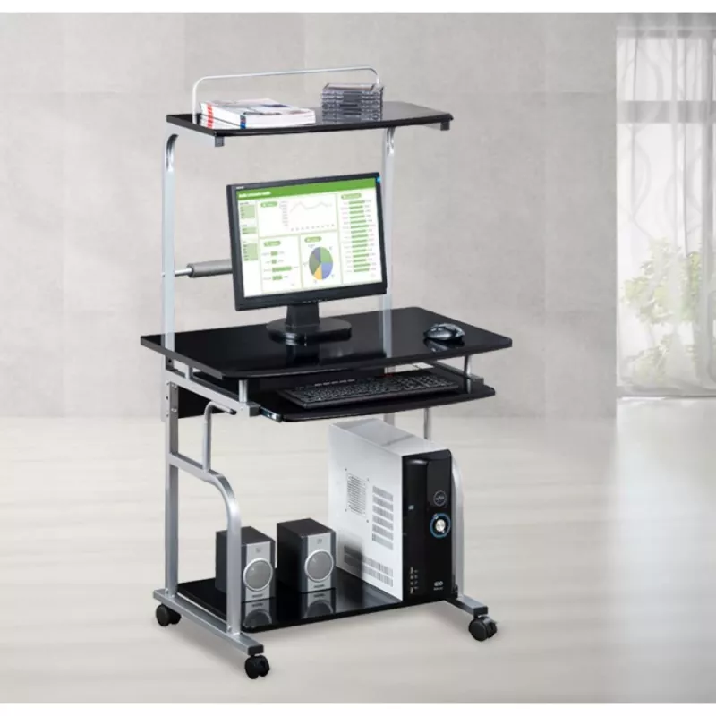 Techly Compact Multi-Function Computer Desk, Glossy Must ICA-TB 7800BK