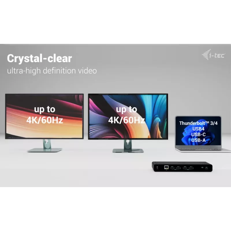 i-tec Universal Dual 4K Display dokkimisjaam + toiteedastus 85 W