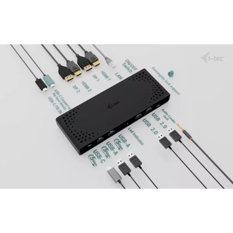 i-tec Universal Dual 4K Display dokkimisjaam + toiteedastus 85 W