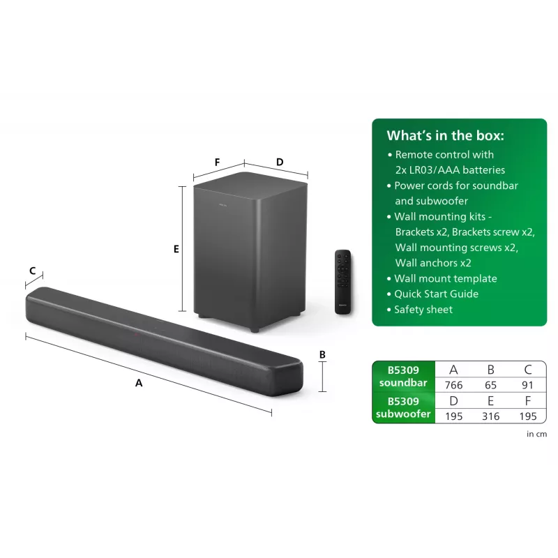 Soundbar-kõlar Philips TAB5309/10 120 W