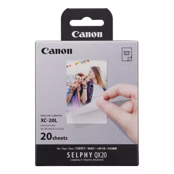 Canon XC-20L, Dye-sublimation, 5.4x8.5 cm, 20 tk Canon XC-20L. Trükitehnoloogia: Dye-sublimation, Paberiformaat: 5.4x8.5 cm. Kogus pakendis: 20 tk