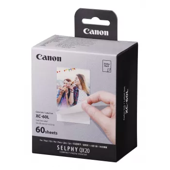 Canon XC-60L, Sublimatsioontrükk, 5.4x8.5 cm, 60 tk Canon XC-60L. Trükitehnoloogia: Sublimatsioontrükk, Paberi suurus: 5.4x8.5 cm. Kogus pakendis: 60 tk