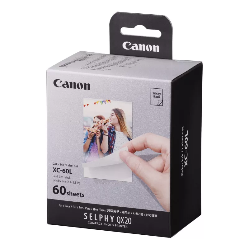 Canon XC-60L, Sublimatsioontrükk, 5.4x8.5 cm, 60 tk Canon XC-60L. Trükitehnoloogia: Sublimatsioontrükk, Paberi suurus: 5.4x8.5 cm. Kogus pakendis: 60 tk