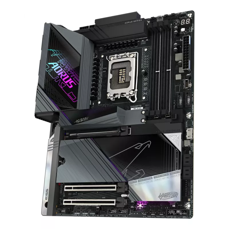 GIGABYTE Z890 AORUS MASTER emaplaat - Toetab Intel Core Ultra (Series 2) protsessoreid, 18+1+2 faasi VRM, kuni 9500MHz DDR5 (OC), 2xPCIe 5.0 + 3xPCIe 4.0, Wi-Fi 7, 10GbE LAN, Thunderbolt 4