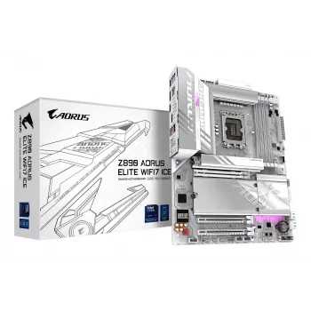 GIGABYTE Z890 AORUS ELITE WIFI7 ICE emaplaat - Toetab Intel Core Ultra (Series 2) protsessoreid, 16+1+2 faasiga VRM, kuni 8800MHz DDR5 (OC), 1xPCIe 5.0 + 3xPCIe 4.0, Wi-Fi 7, 2.5GbE LAN, Thunderbolt 4