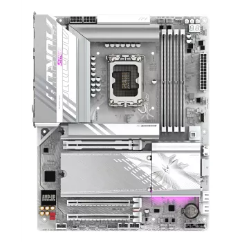 GIGABYTE Z890 AORUS ELITE WIFI7 ICE emaplaat - Toetab Intel Core Ultra (Series 2) protsessoreid, 16+1+2 faasiga VRM, kuni 8800MHz DDR5 (OC), 1xPCIe 5.0 + 3xPCIe 4.0, Wi-Fi 7, 2.5GbE LAN, Thunderbolt 4