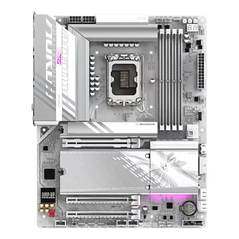 GIGABYTE Z890 AORUS ELITE WIFI7 ICE emaplaat - Toetab Intel Core Ultra (Series 2) protsessoreid, 16+1+2 faasiga VRM, kuni 8800MHz DDR5 (OC), 1xPCIe 5.0 + 3xPCIe 4.0, Wi-Fi 7, 2.5GbE LAN, Thunderbolt 4