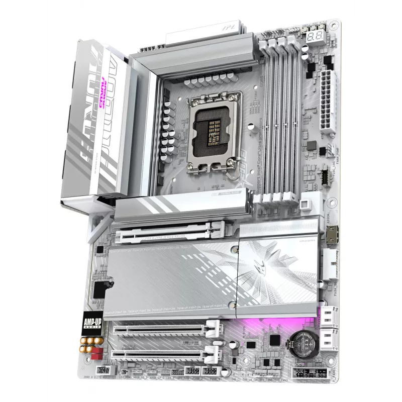 GIGABYTE Z890 AORUS ELITE WIFI7 ICE emaplaat - Toetab Intel Core Ultra (Series 2) protsessoreid, 16+1+2 faasiga VRM, kuni 8800MHz DDR5 (OC), 1xPCIe 5.0 + 3xPCIe 4.0, Wi-Fi 7, 2.5GbE LAN, Thunderbolt 4