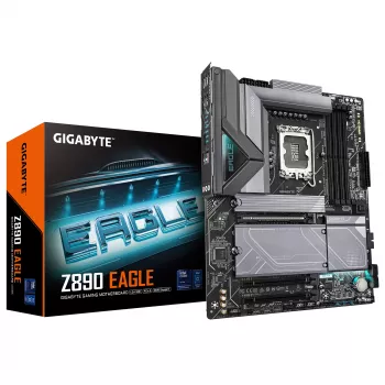 GIGABYTE Z890 EAGLE emaplaat – toetab Intel Core Ultra (seeria 2) protsessoreid, 14+1+2 faasi VRM, kuni 8800MHz DDR5 (OC), 1xPCIe 5.0 M.2 + 3xPCIe 4.0 M.2, 2.5GbE LAN, USB4