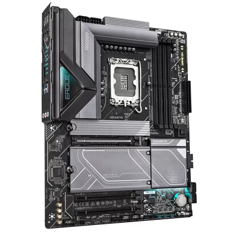 GIGABYTE Z890 EAGLE emaplaat – toetab Intel Core Ultra (seeria 2) protsessoreid, 14+1+2 faasi VRM, kuni 8800MHz DDR5 (OC), 1xPCIe 5.0 M.2 + 3xPCIe 4.0 M.2, 2.5GbE LAN, USB4
