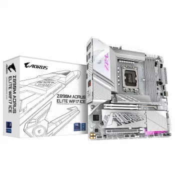 GIGABYTE Z890M AORUS ELITE WIFI7 ICE emaplaat – toetab Intel Core Ultra (Series 2) protsessoreid, 12+1+2 faasi VRM, kuni 8800 MHz DDR5 (OC), 1x PCIe 5.0 + 2x PCIe 4.0, Wi-Fi 7, 2.5GbE LAN, USB 4