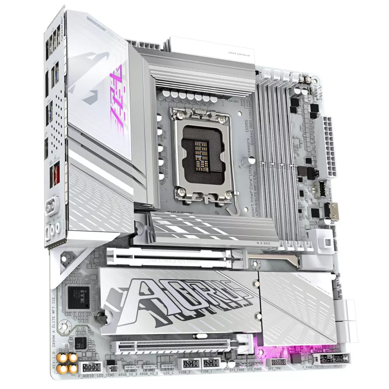 GIGABYTE Z890M AORUS ELITE WIFI7 ICE emaplaat – toetab Intel Core Ultra (Series 2) protsessoreid, 12+1+2 faasi VRM, kuni 8800 MHz DDR5 (OC), 1x PCIe 5.0 + 2x PCIe 4.0, Wi-Fi 7, 2.5GbE LAN, USB 4