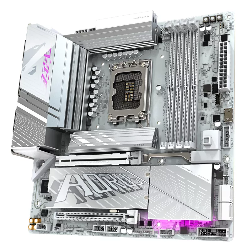 GIGABYTE Z890M AORUS ELITE WIFI7 ICE emaplaat – toetab Intel Core Ultra (Series 2) protsessoreid, 12+1+2 faasi VRM, kuni 8800 MHz DDR5 (OC), 1x PCIe 5.0 + 2x PCIe 4.0, Wi-Fi 7, 2.5GbE LAN, USB 4